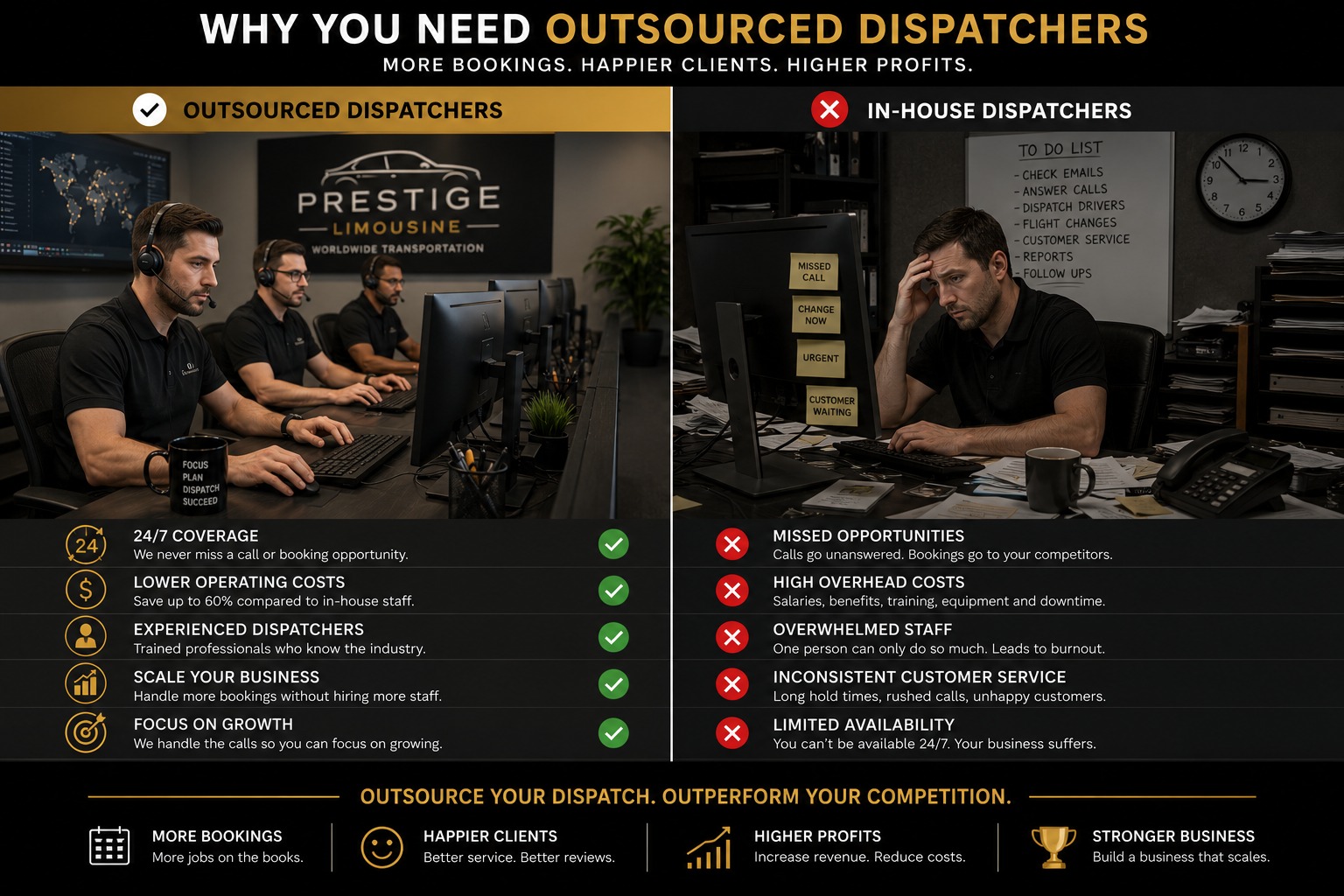 Limo company owner showing signs of needing to outsource dispatch