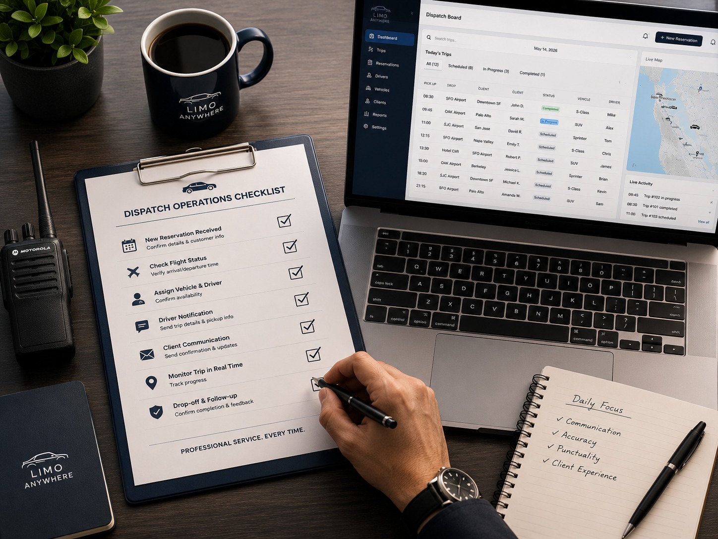 Limo company dispatch operations checklist for chauffeur companies