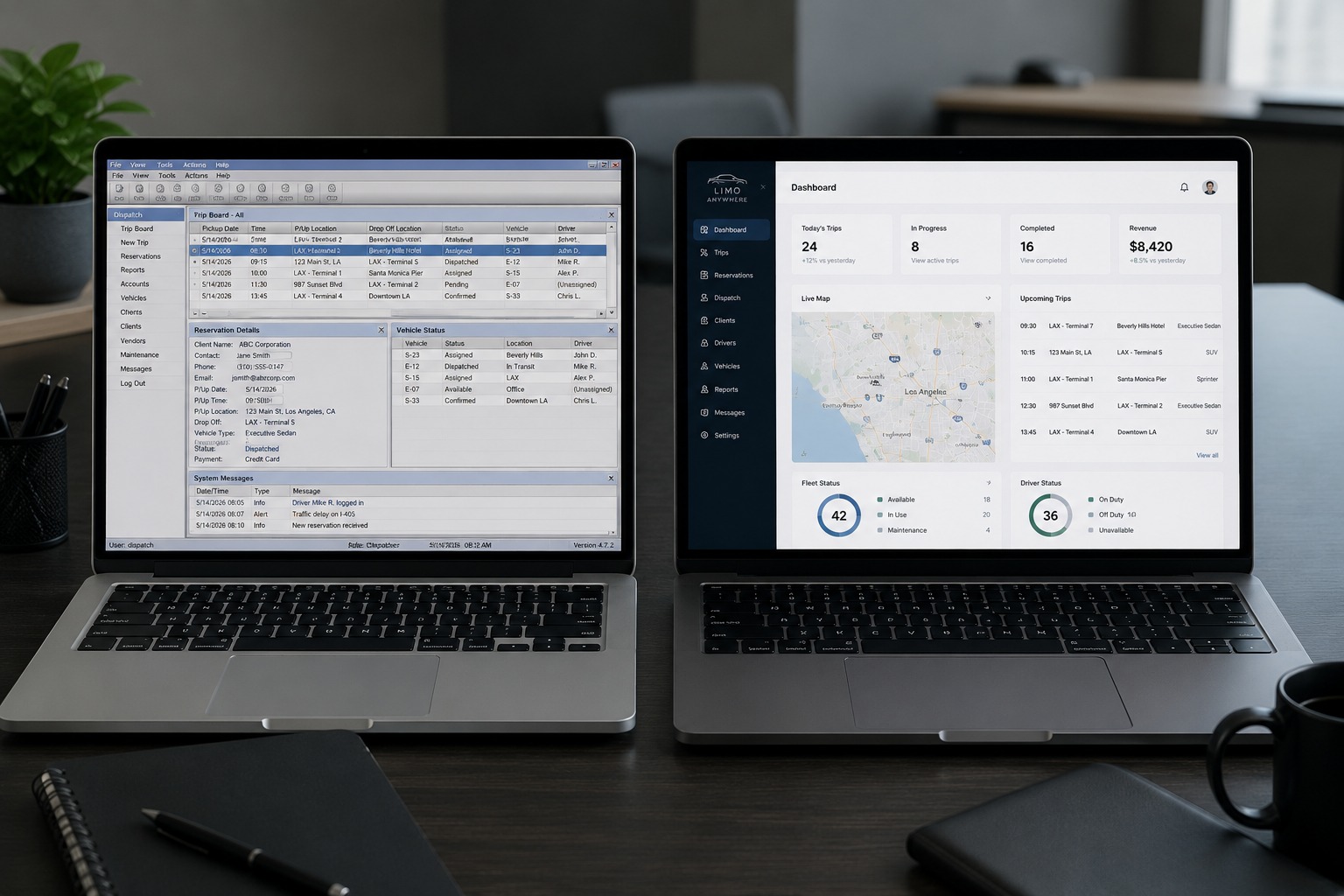 LimoAnywhere vs Moovs limo dispatch software comparison